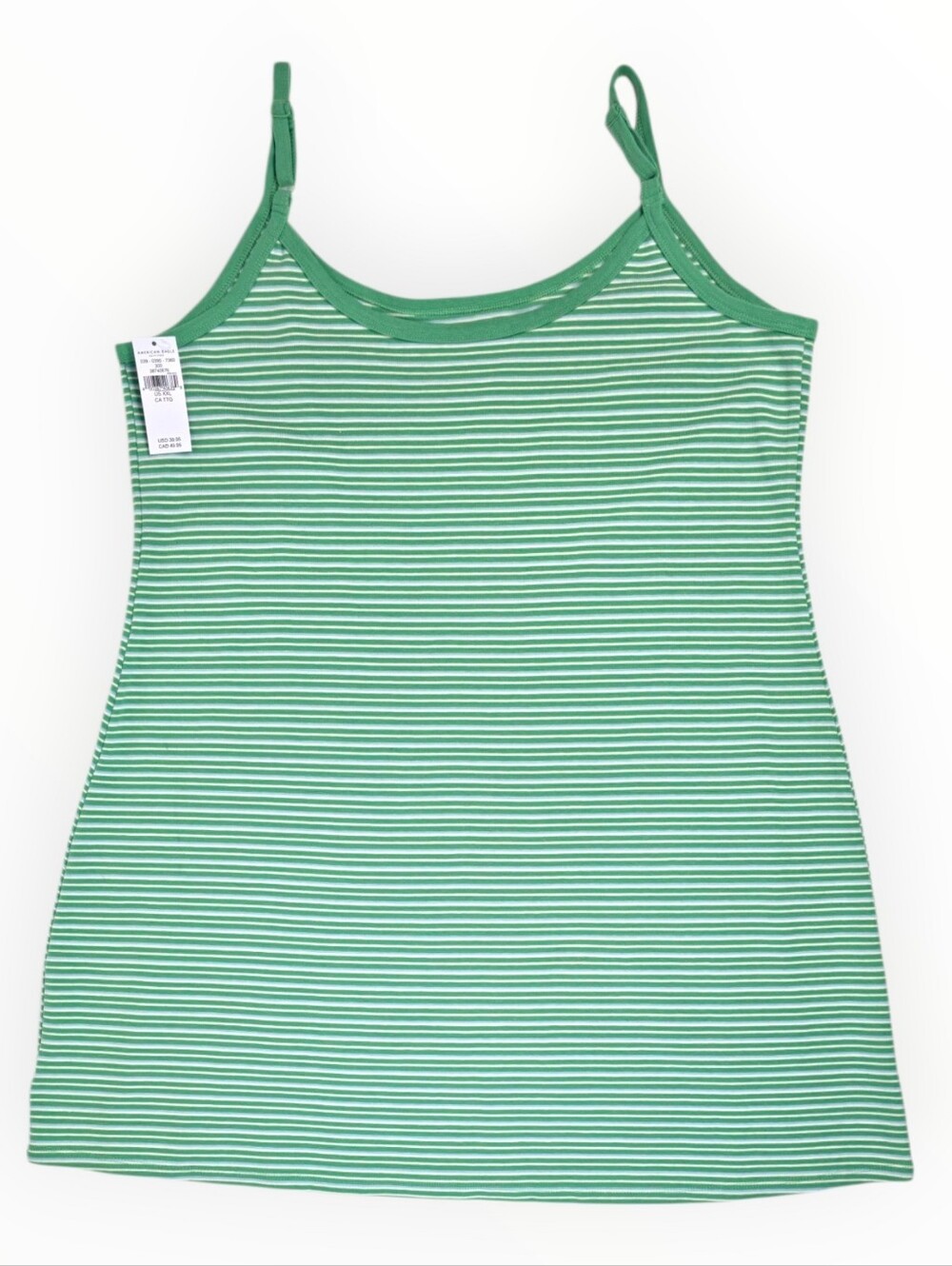 American Eagle Women's XXL Green Striped Cami Mini Dress Adjustable Straps NWT
